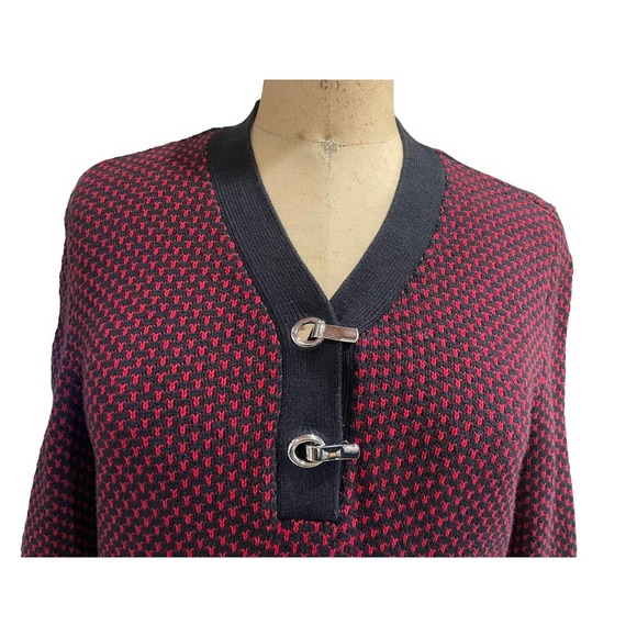 Karen Scott Women's Pullover Sweater Red Black V-Neckline S - Picture 2 of 8
